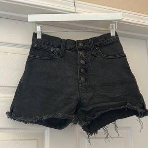 Madewell high rise black denim shorts